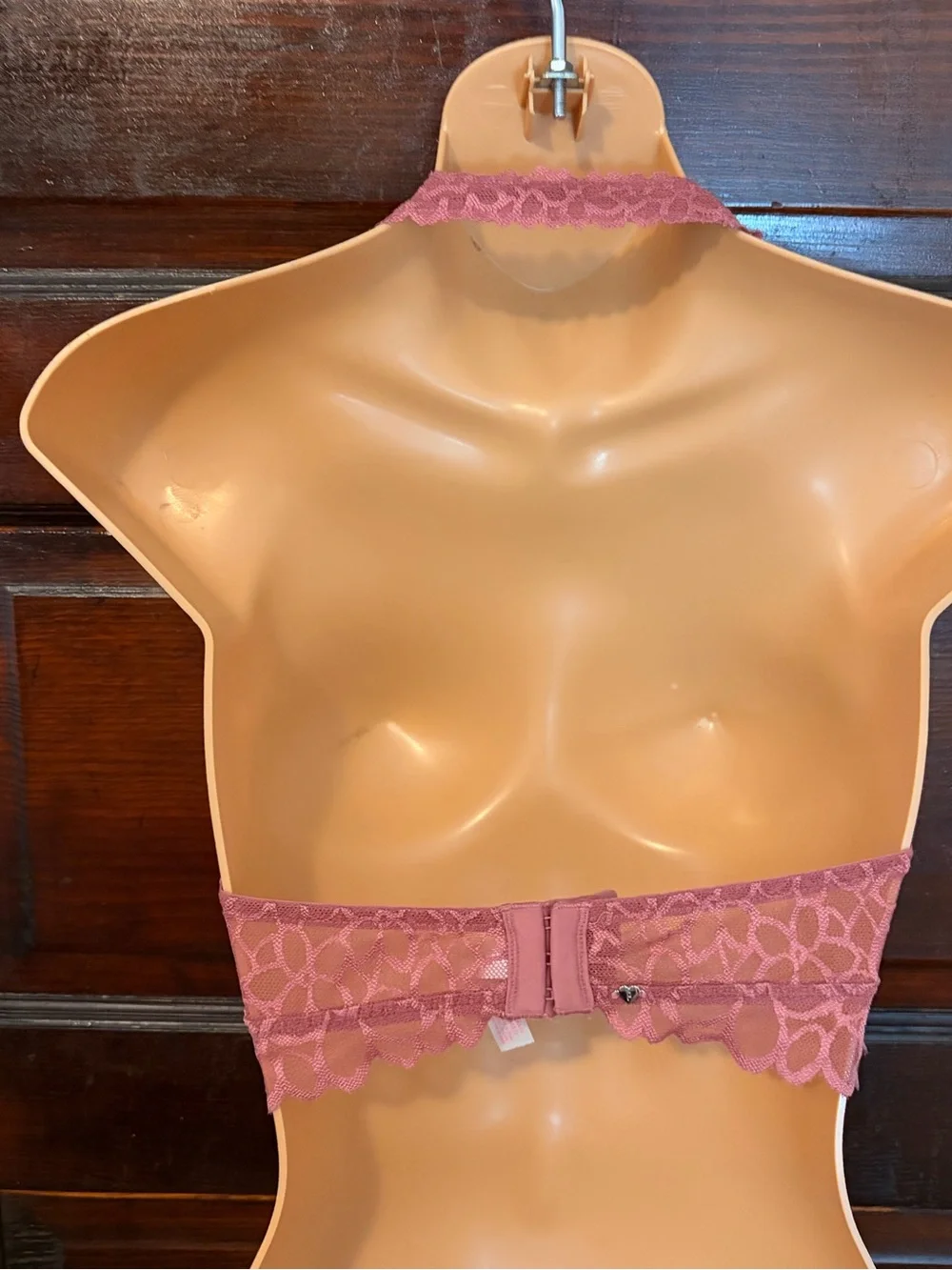 PINK Victoria's Secret Floral Lace Halter Bralette - Rose Mauve